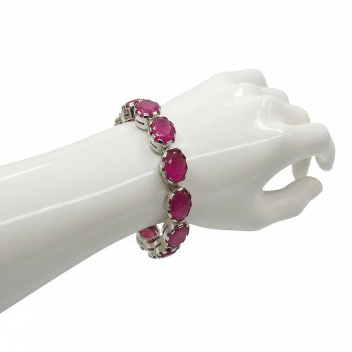 Oval Cabochon Ruby Tennis Bracelet