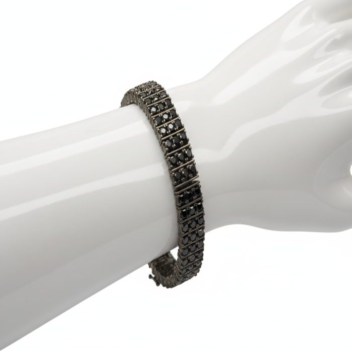 Trilpe-Row Black Tennis Bracelet