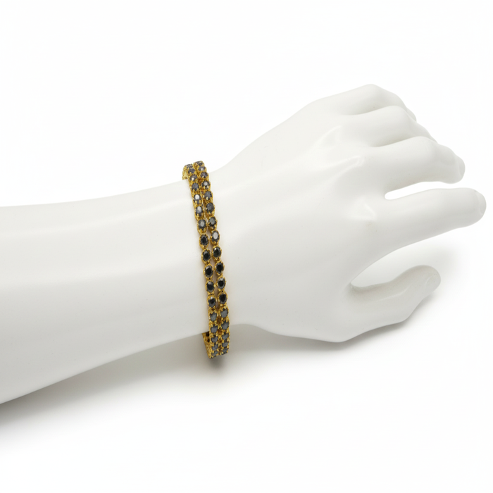 Two-Row Black Diamond  Bracelet