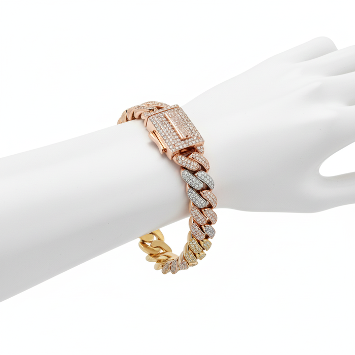 Cuban Tricolor Diamond Bracelet