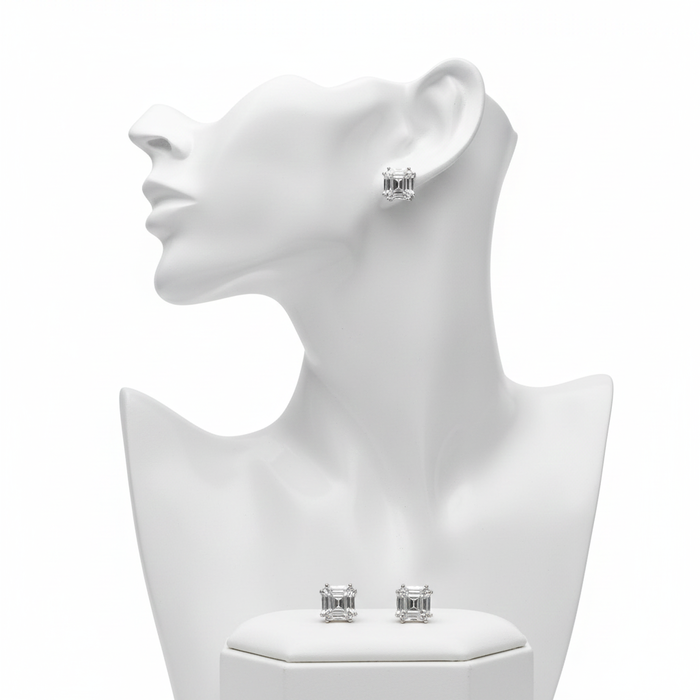 Emerald Cut 9Pc Diamond Earring