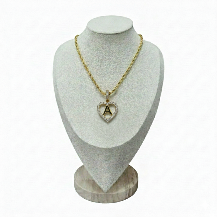 Initial A Diamond Heart Pendant