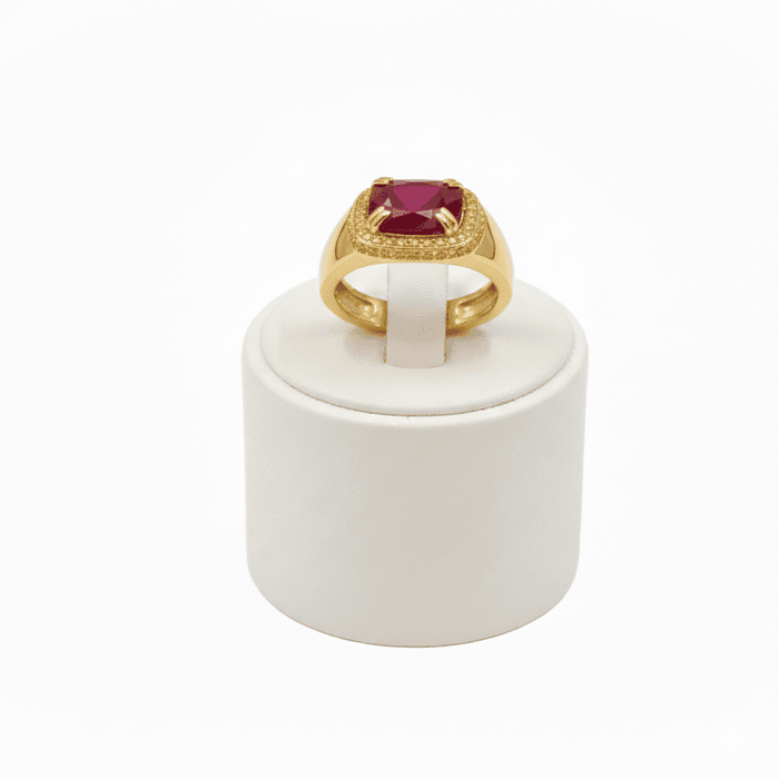Big Ruby Ring And Yellow Diamonds