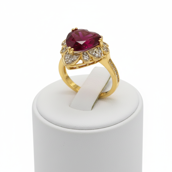Heart Shape Diamond Ruby Ring