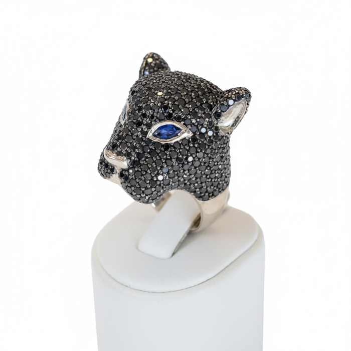 Panther Ring With Black Diamonds