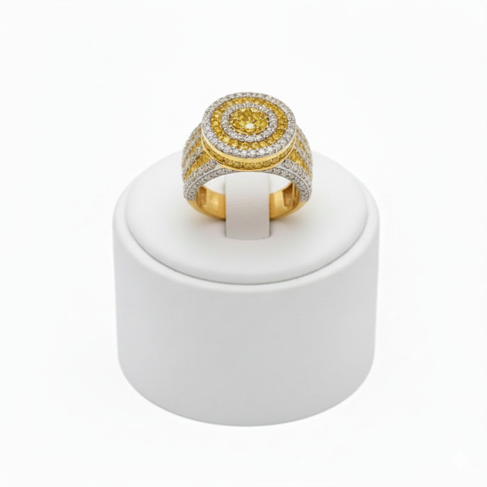 Yellow And White Diamond Men Ring