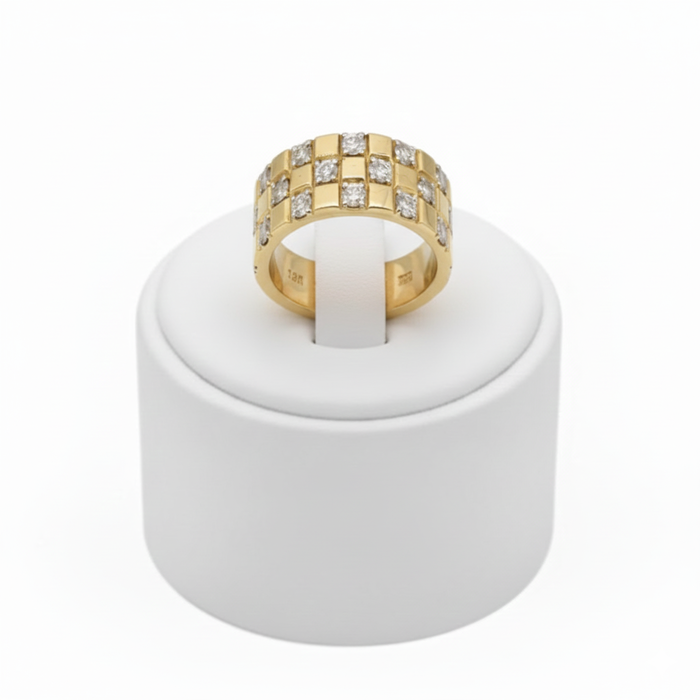 Square Diamond Yellow Gold Ring