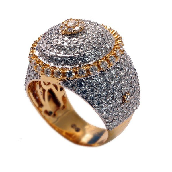 Diamond Men Ring Round Top
