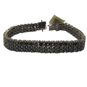 black diamond 3 row tennis bracelet