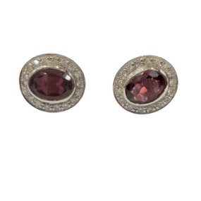 GARNET WITH DIAMOND EARRING