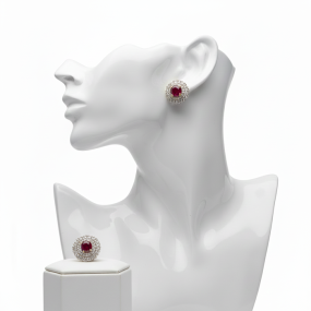 RUBY WITH DIAMOND EARRING