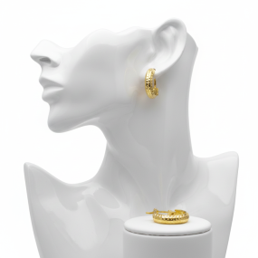 DIAMOND CUT HOOP EARRING