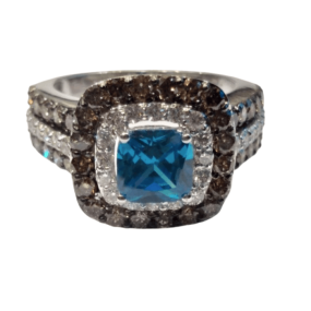 BLUE ,WHITE & CHOCOLATE DIAMOND RING