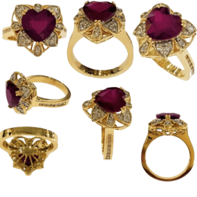 HEART SHAPE DIAMOND RUBY RING