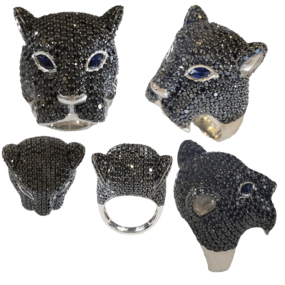 PANTHER RING WITH BLACK DIAMONDS